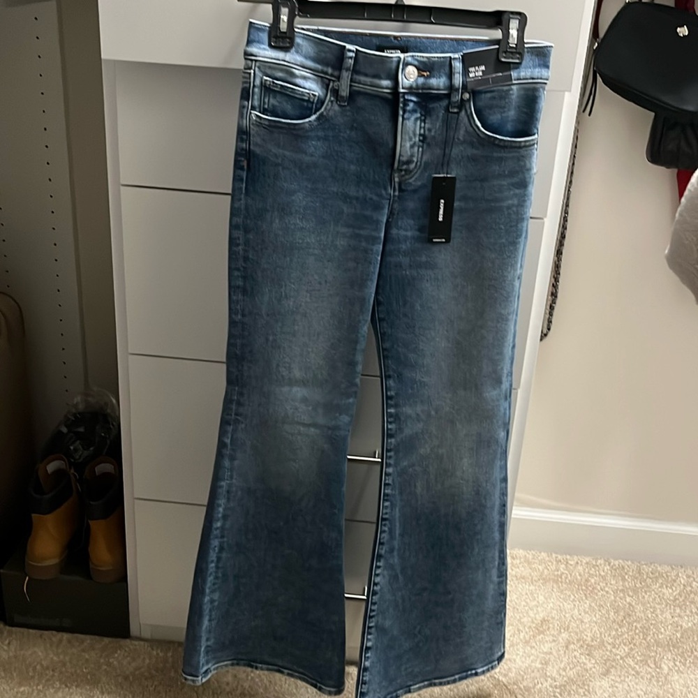 Express Blue Flare Wide Leg Jeans